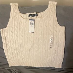 Ralph Lauren Cream Cable Knit Tank Top